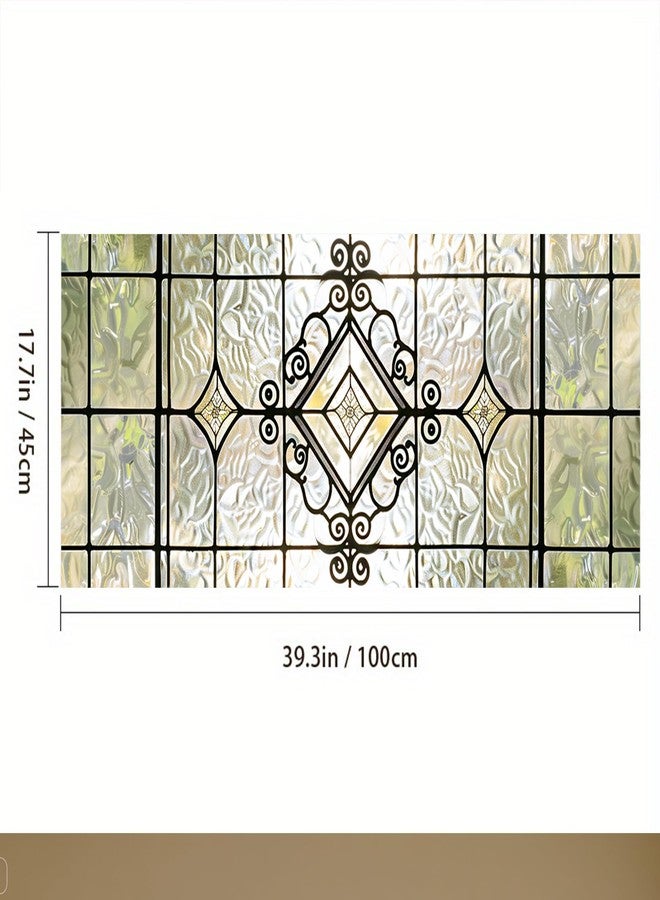 IVN Privacy Window Film Geometric Stained Glass Decorative Window Cling Static Cling Glass Sticker for Bathroom Entryway Kitchen Door Panel 39.3×17.7 Inch - Image 3